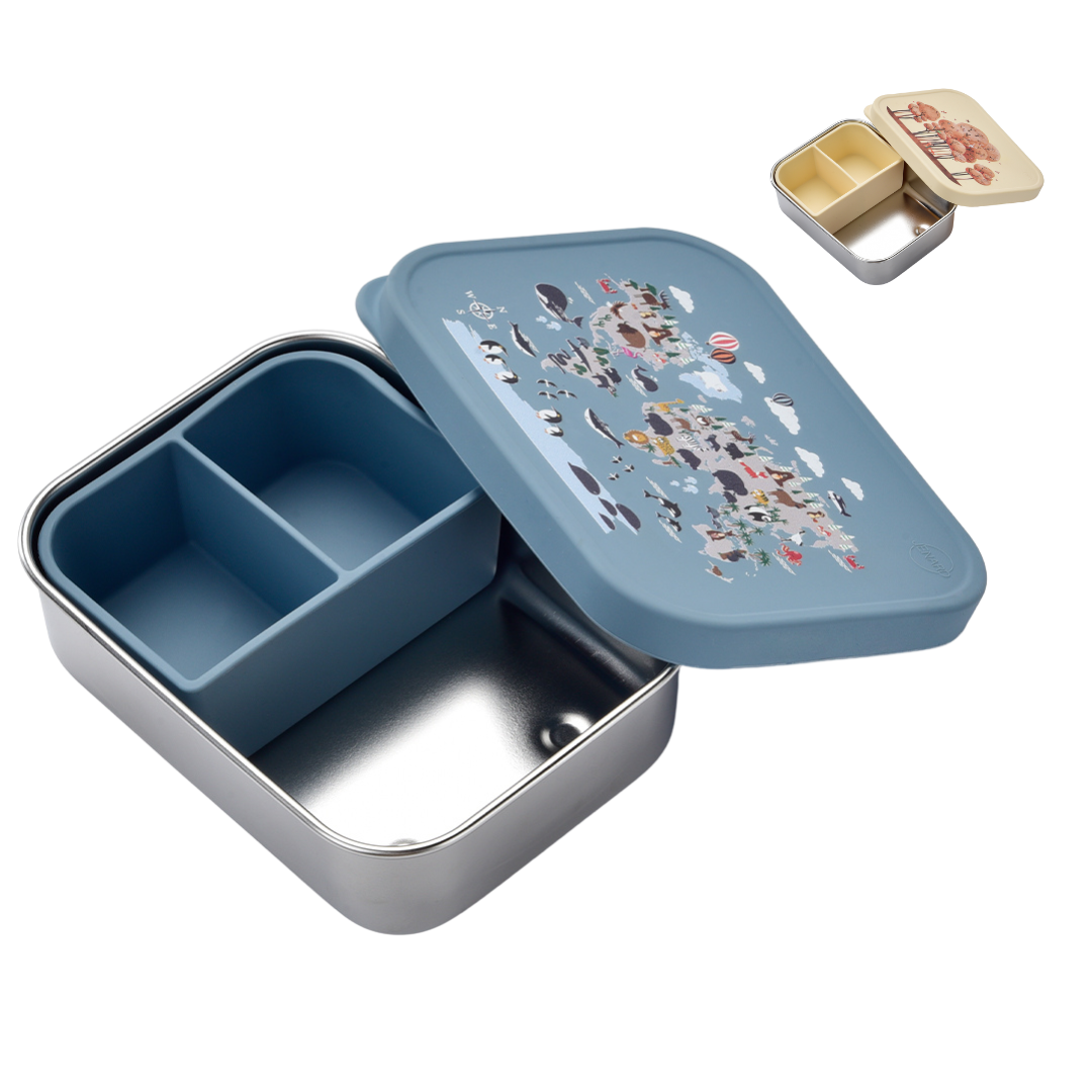 JENARD® Lunch Box for Kids, Stainless Steel with Silicone Lid, incl. D
