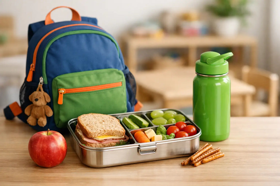 Rucksack für Kindergarten mit Brotdose und Trinkflasche