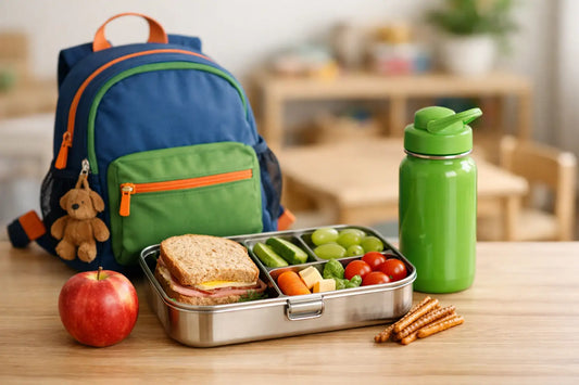 Rucksack für Kindergarten mit Brotdose und Trinkflasche