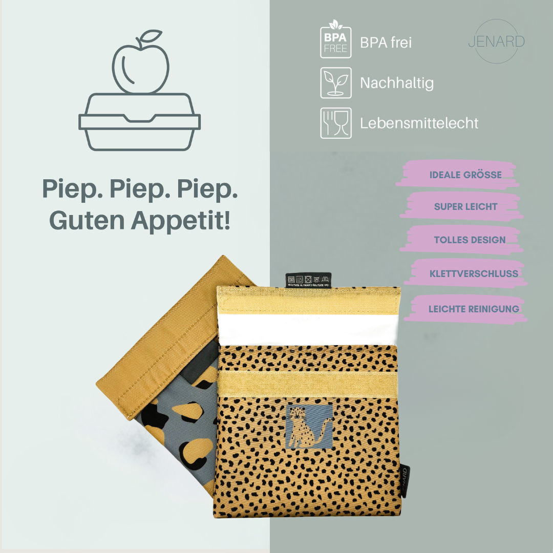 JENARD® Snack-Taschen/Brot-Taschen Set (2er-Pack) I Leo-Design | BPA-frei