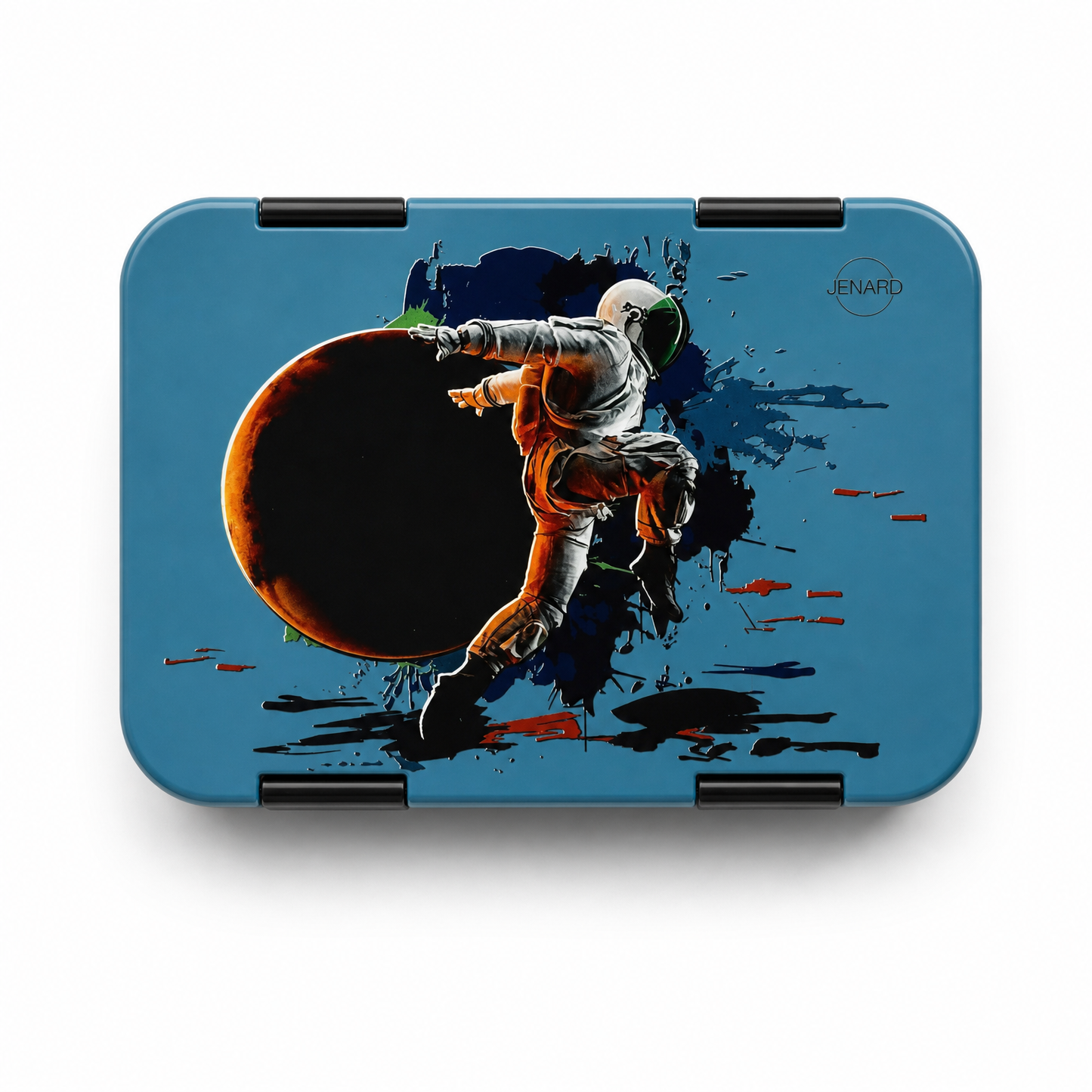 Jenard Lunch Box for Kids with Compartments. Very robust, flexible, and practical lunchbox, ideal for school. Cool Bento Box in Blue / Astronaut