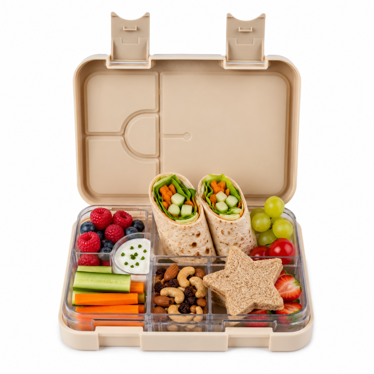 JENARD Brotdose & Trinkflasche Set für Kinder – Creme | Tiere im Wald