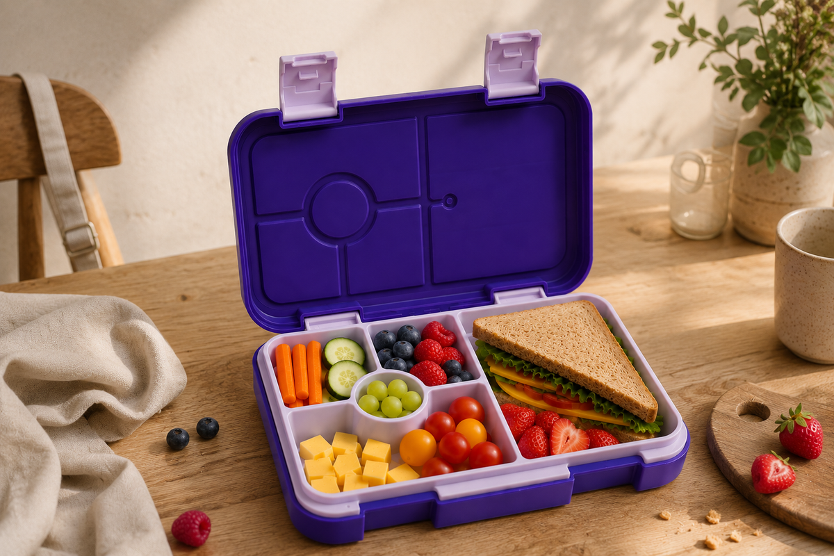 Jenard Lunch Box for Kids with Compartments. Very robust, flexible, and practical lunchbox, ideal for school. Cool Bento Box in Purple / Anime