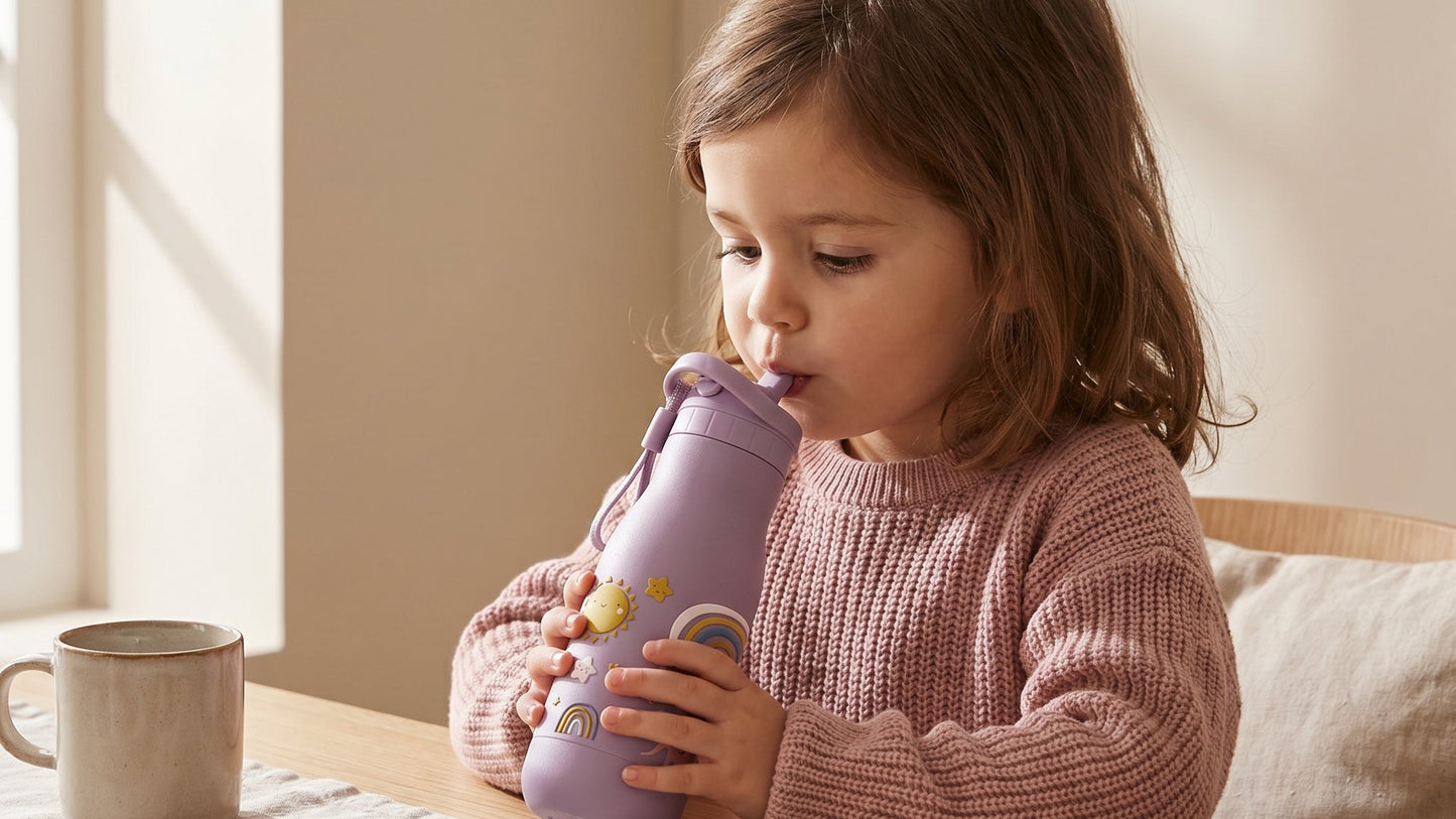 JENARD Brotdose & Trinkflasche Set für Kinder – Rosa | Regenbogen