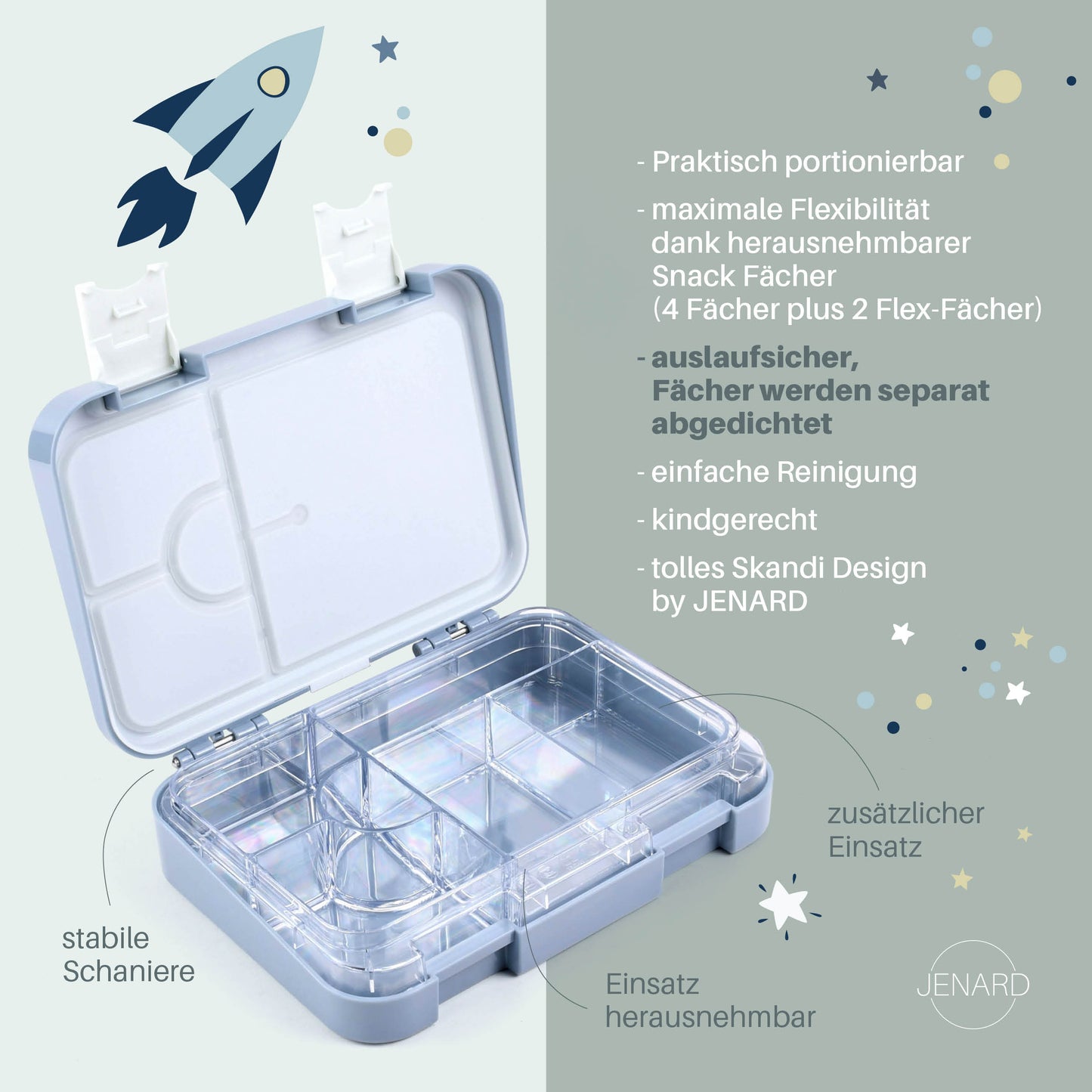 JENARD® Brotdose, Bento Box, Lunch Box, Vesper Box für Kinder