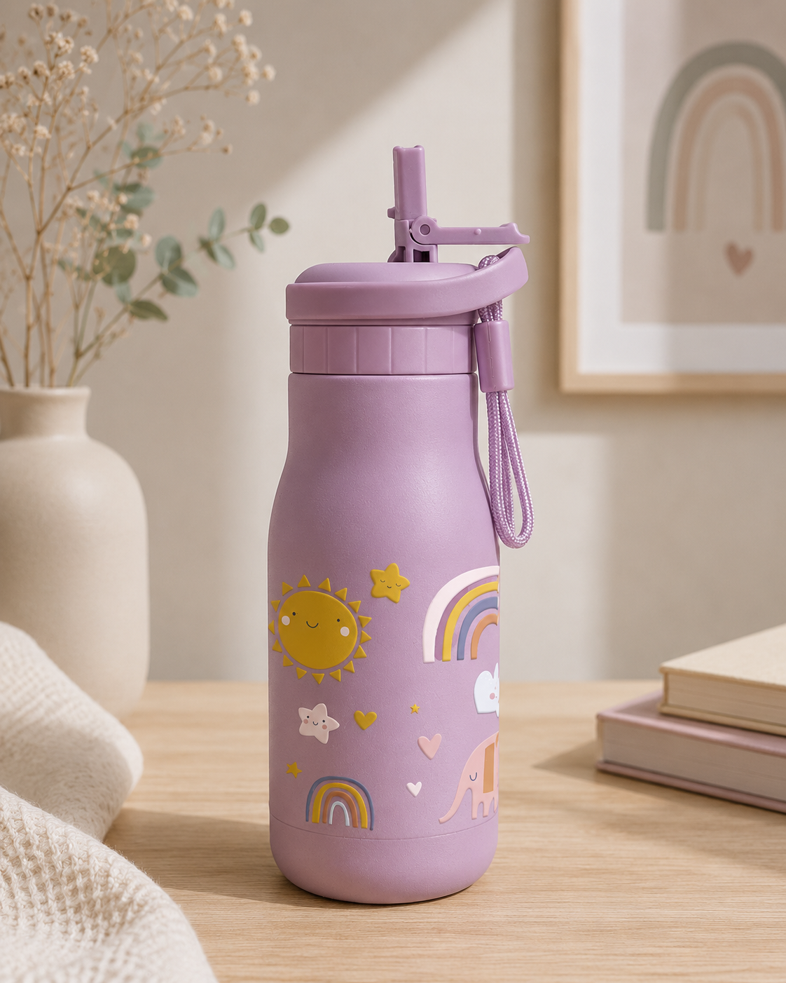JENARD Brotdose & Trinkflasche Set für Kinder – Rosa | Regenbogen