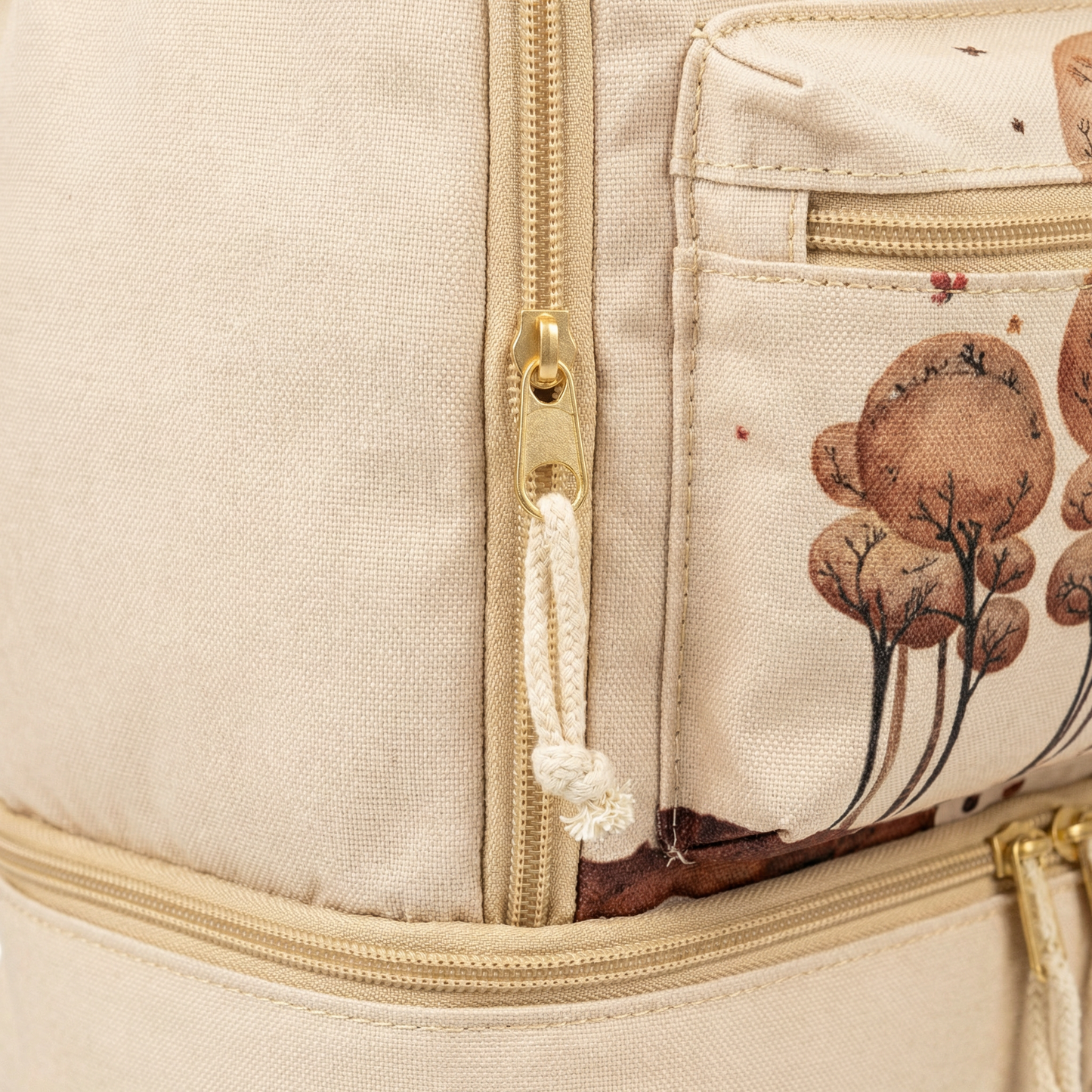 Jenard® Kinderrucksack – Leichter Rucksack für Kindergarten, Schule, Sport & Ausflüge | mit Trinkflaschenfach, Reflektoren | Creme / mit Tiere im Wald